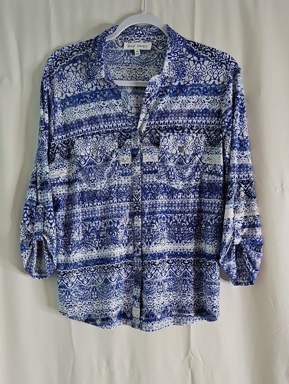 Emily Daniels Blue Printed Button-Down Shirt